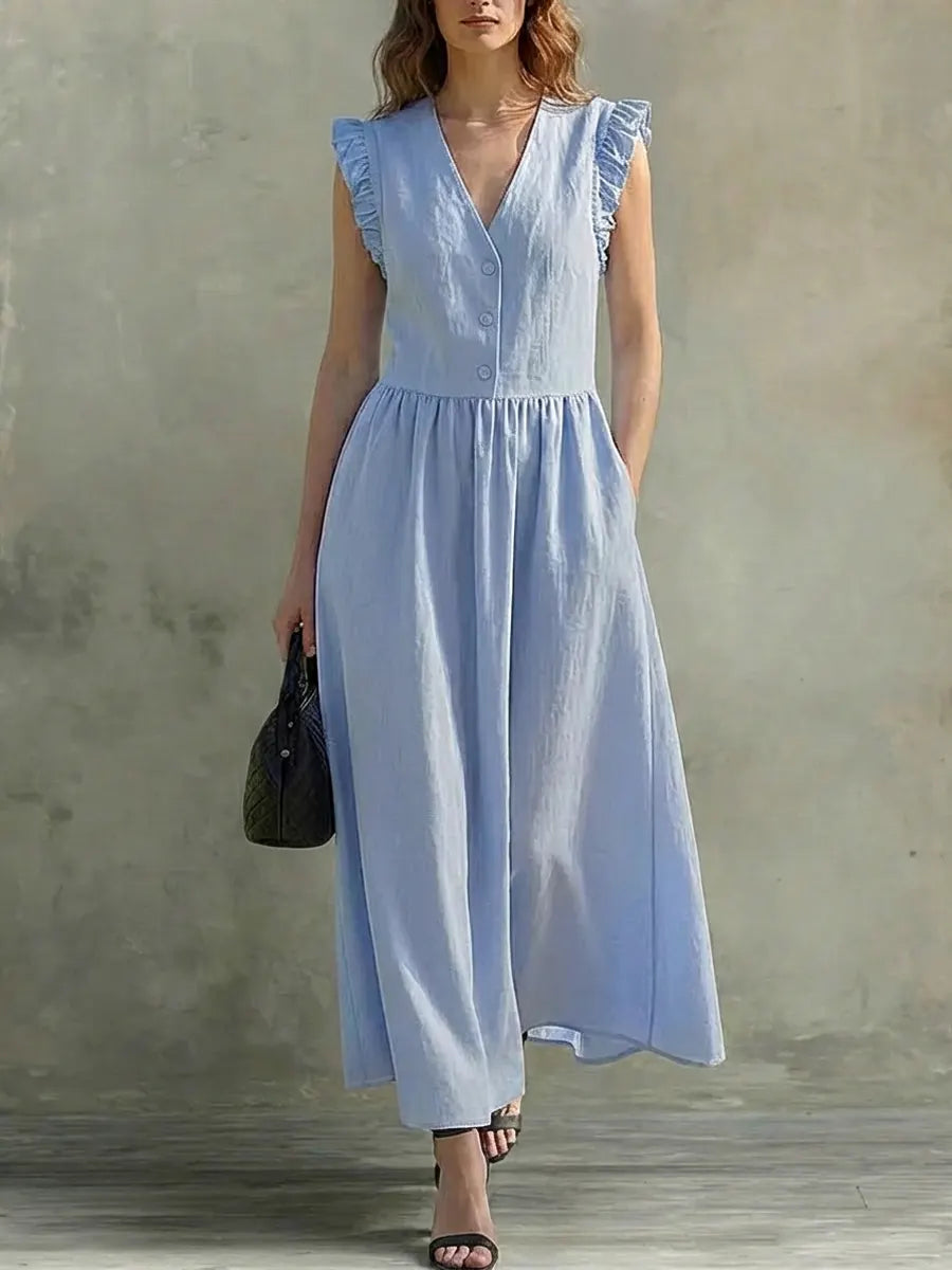 Covernorth Women's Ruffle-Sleeve V-Neck Maxi Dress