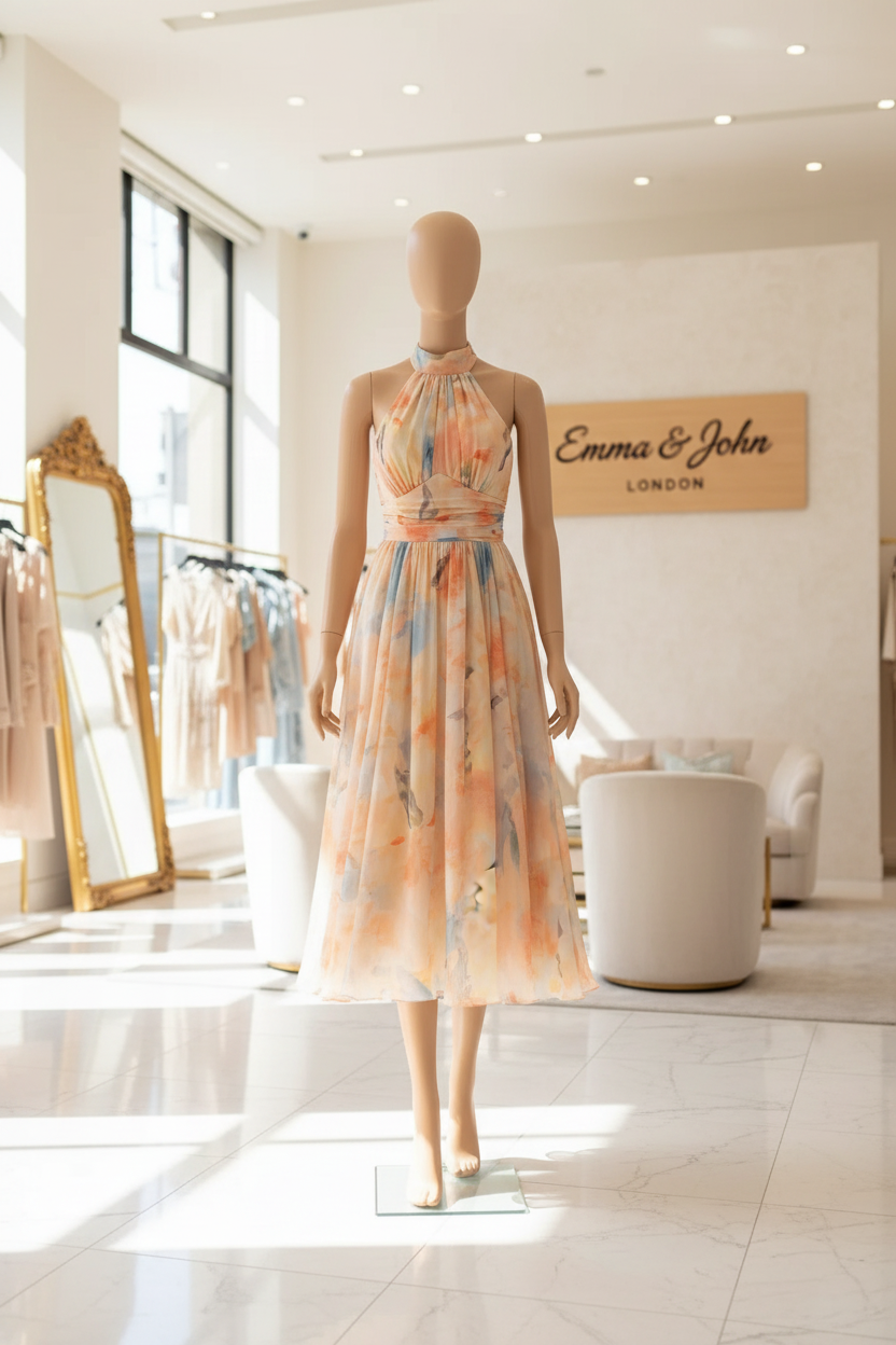 Women’s Floral Halter Midi Dress