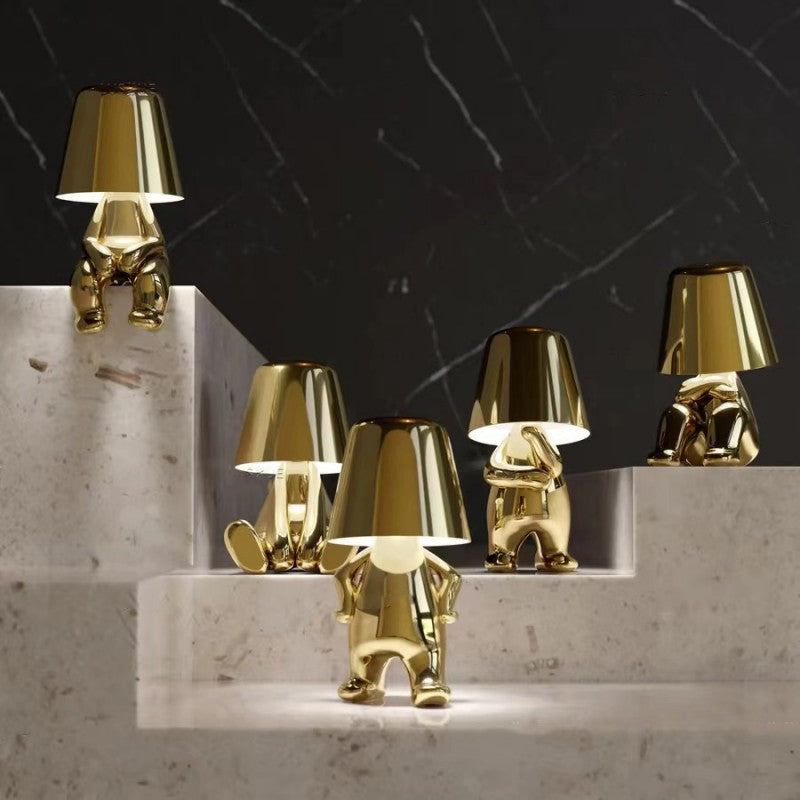 Sculptural Metallic Dimmable Table Lamp