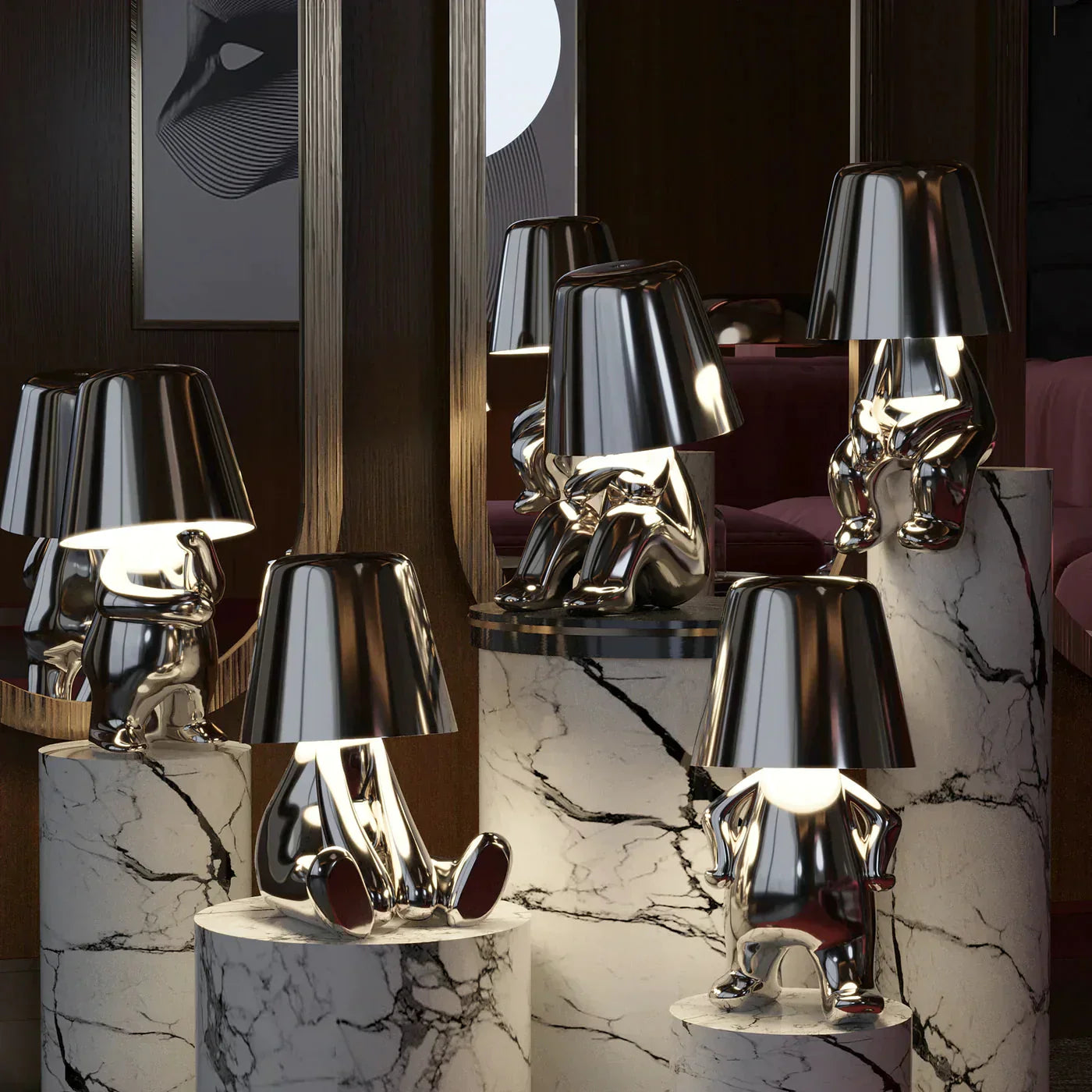 Sculptural Metallic Dimmable Table Lamp