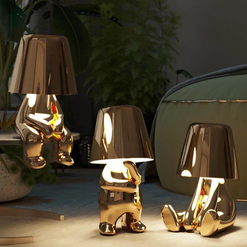 Sculptural Metallic Dimmable Table Lamp