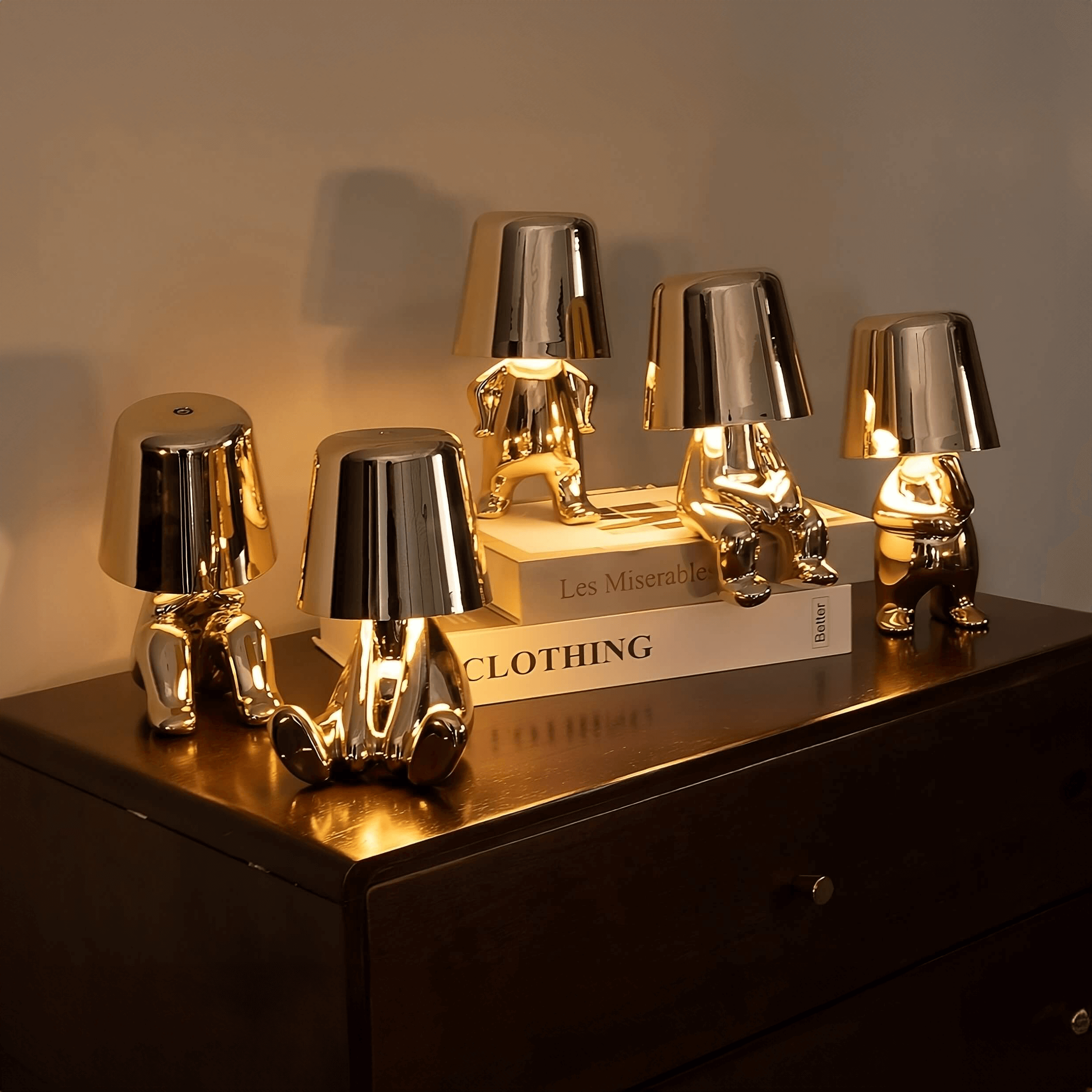 Sculptural Metallic Dimmable Table Lamp