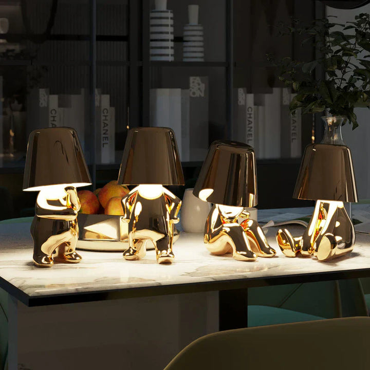 Sculptural Metallic Dimmable Table Lamp
