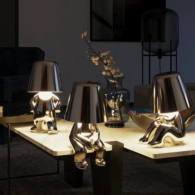 Sculptural Metallic Dimmable Table Lamp
