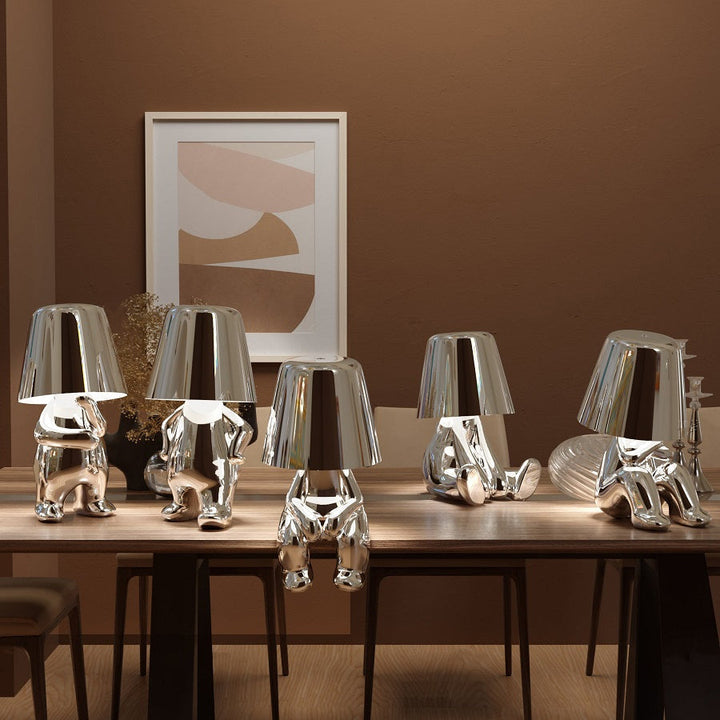Sculptural Metallic Dimmable Table Lamp