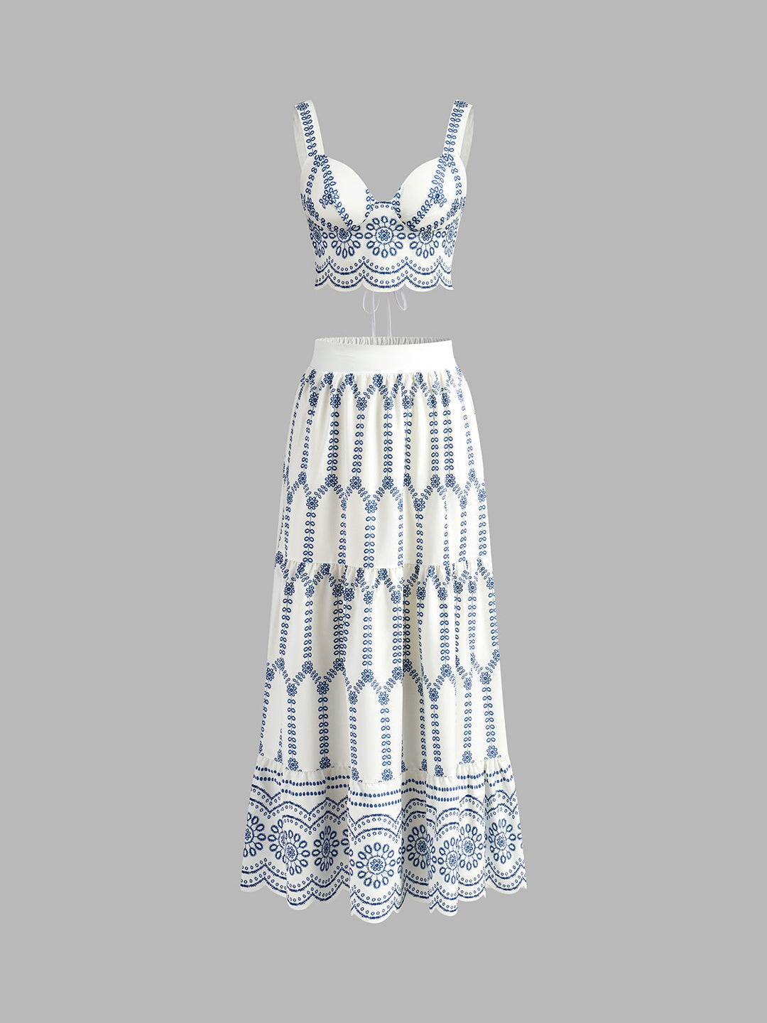 Covernorth Blue and White Floral Eyelet Co-ord Set