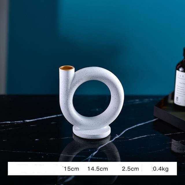 Geometric Candle Holder | Sculptural Ceramic Decor | Living Room