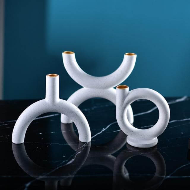 Geometric Candle Holder | Sculptural Ceramic Decor | Living Room