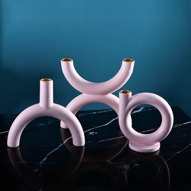 Geometric Candle Holder | Sculptural Ceramic Decor | Living Room