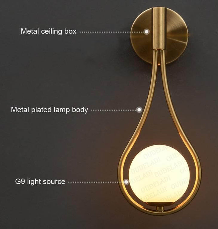 Teardrop Sconce Lamp │ Frosted Glass & Warm Glow │ Bedroom & Hallway