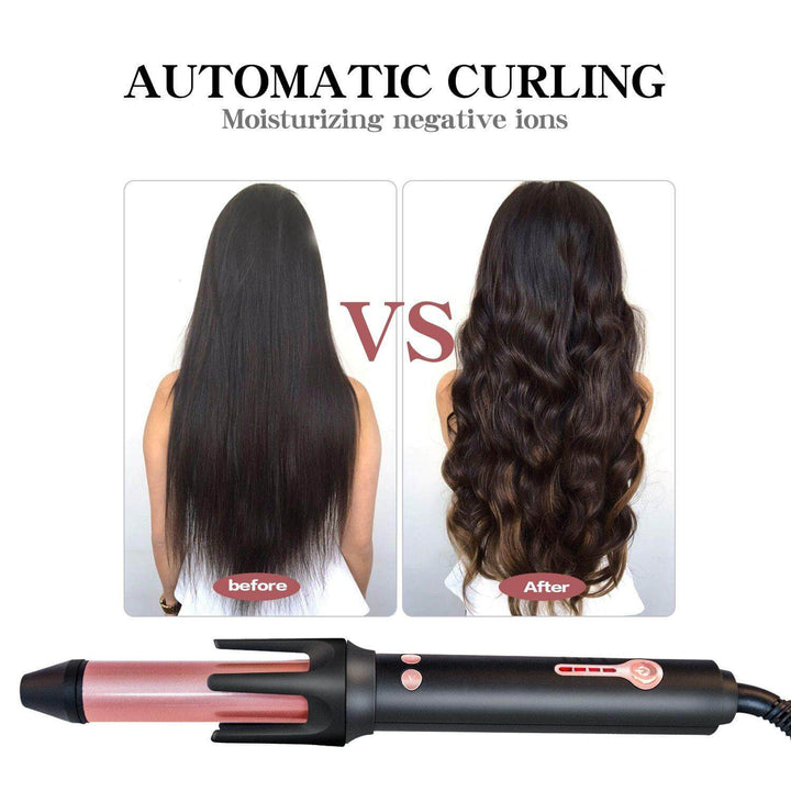 Auto Hair Curler | Ceramic Coating & 4 Heat Settings | Styling & Wavy Curls | Black/Pink