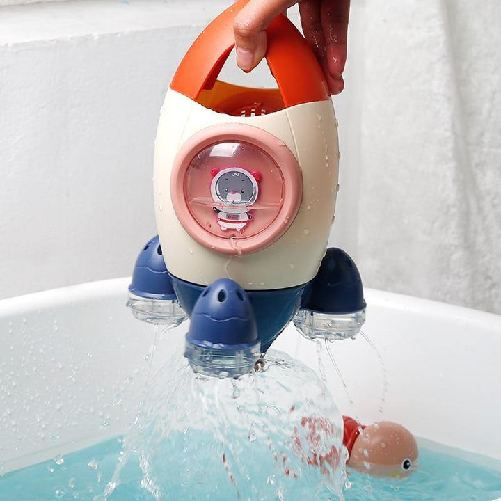 Rocket Ship Bath Toy │ Suction Cup Water Spray │ Toddler Bathtub Fun