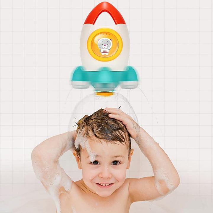 Rocket Ship Bath Toy │ Suction Cup Water Spray │ Toddler Bathtub Fun