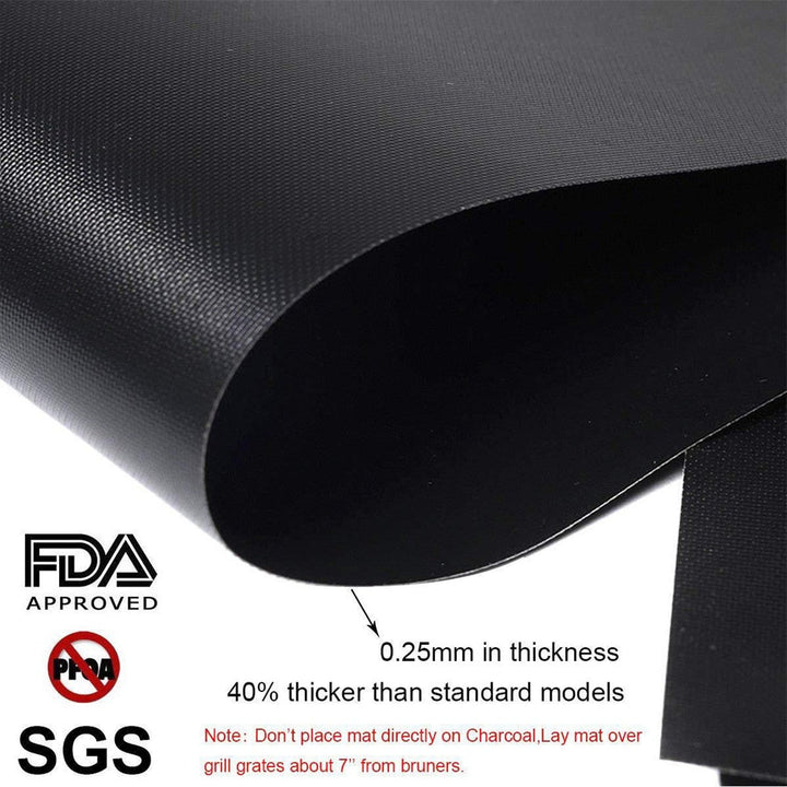 Non-Stick BBQ Grill Mat | Heat-Resistant PTFE Coated | Outdoor Cooking & Baking | Black