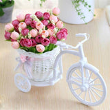 Bicycle Flower Vase | Silk Rose Basket Decor | Living Room & Desk