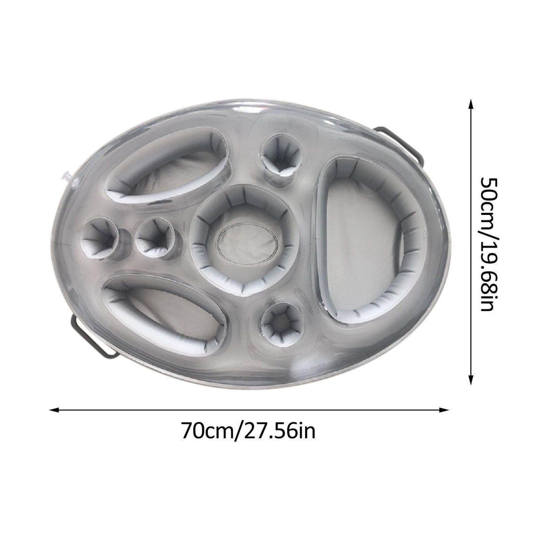 Inflatable Pool Party Floating Tray | 8-Hole Drink Holder | Pool & Beach | Silver