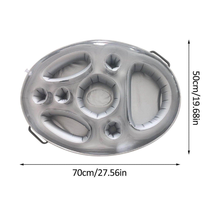Inflatable Pool Party Floating Tray | 8-Hole Drink Holder | Pool & Beach | Silver