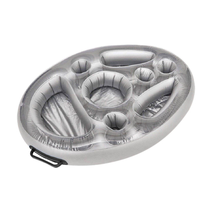 Inflatable Pool Party Floating Tray | 8-Hole Drink Holder | Pool & Beach | Silver