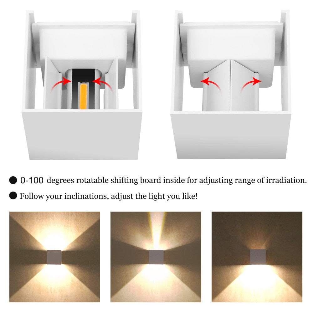 Square Wall Sconce | LED Adjustable Beam IP65 | Porch & Patio | Black