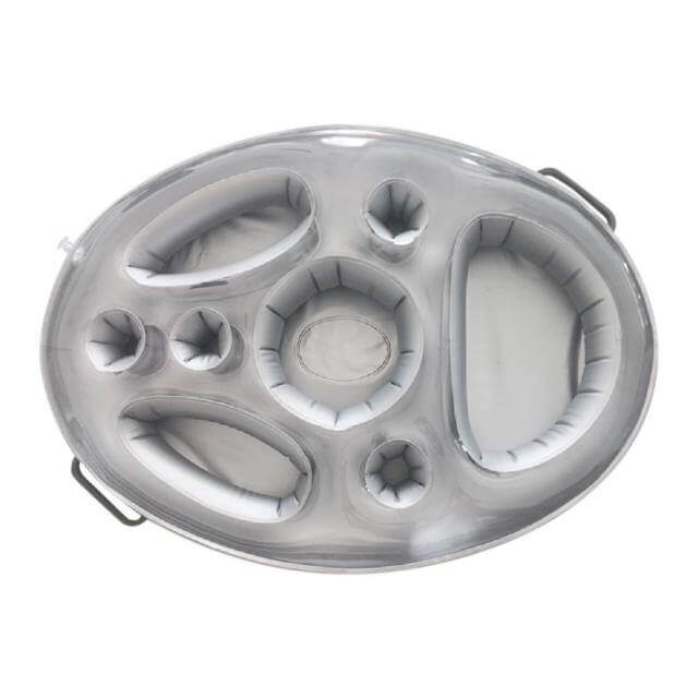 Inflatable Pool Party Floating Tray | 8-Hole Drink Holder | Pool & Beach | Silver