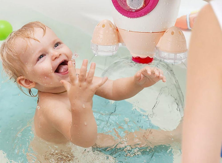Rocket Ship Bath Toy │ Suction Cup Water Spray │ Toddler Bathtub Fun