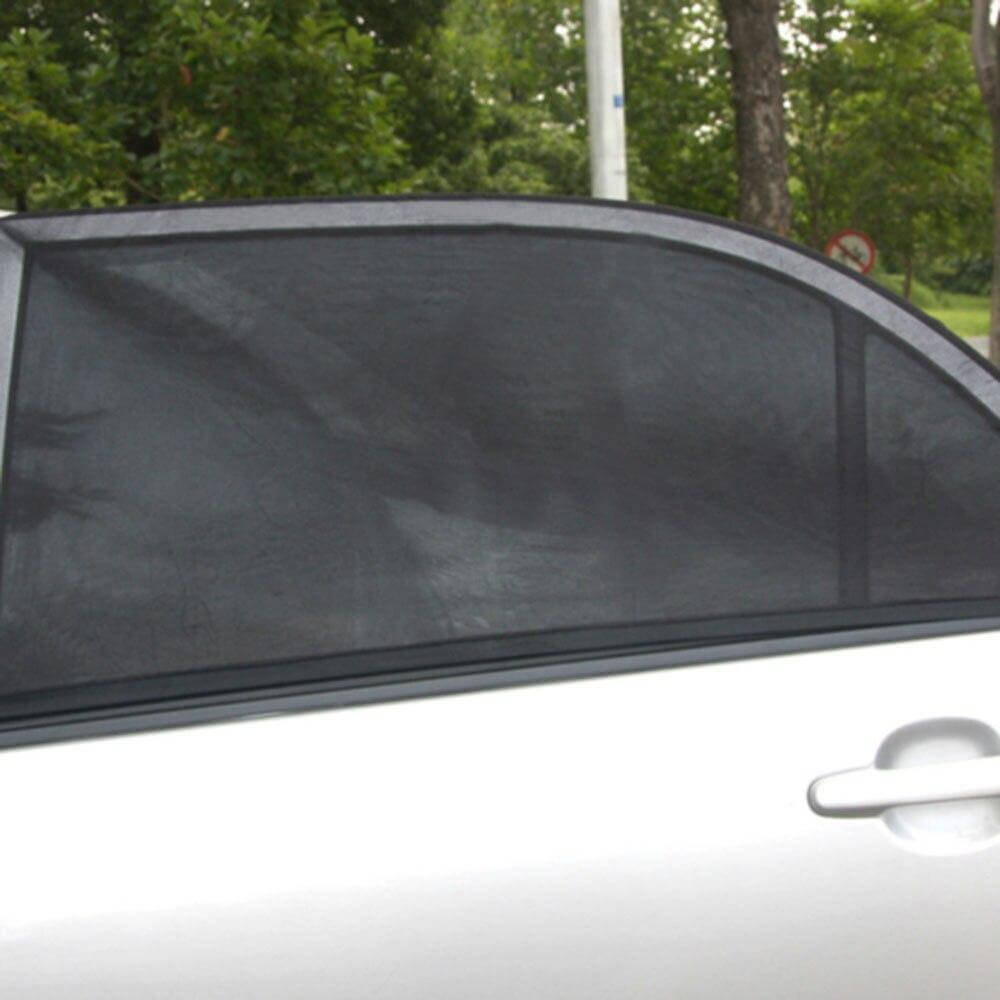 2pcs Car Window Sunshade Net | Stretchy Mesh UV Protection | Vehicle Travel | Black