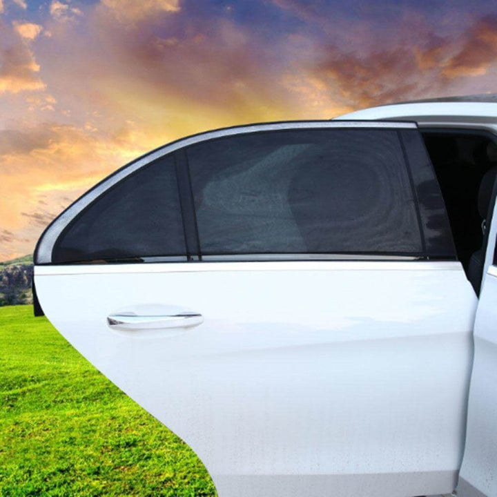 2pcs Car Window Sunshade Net | Stretchy Mesh UV Protection | Vehicle Travel | Black