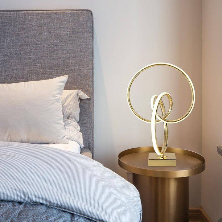 Metal Loop Table Lamp │ LED Warm Accent Glow │ Bedside Nightstand │ Gold