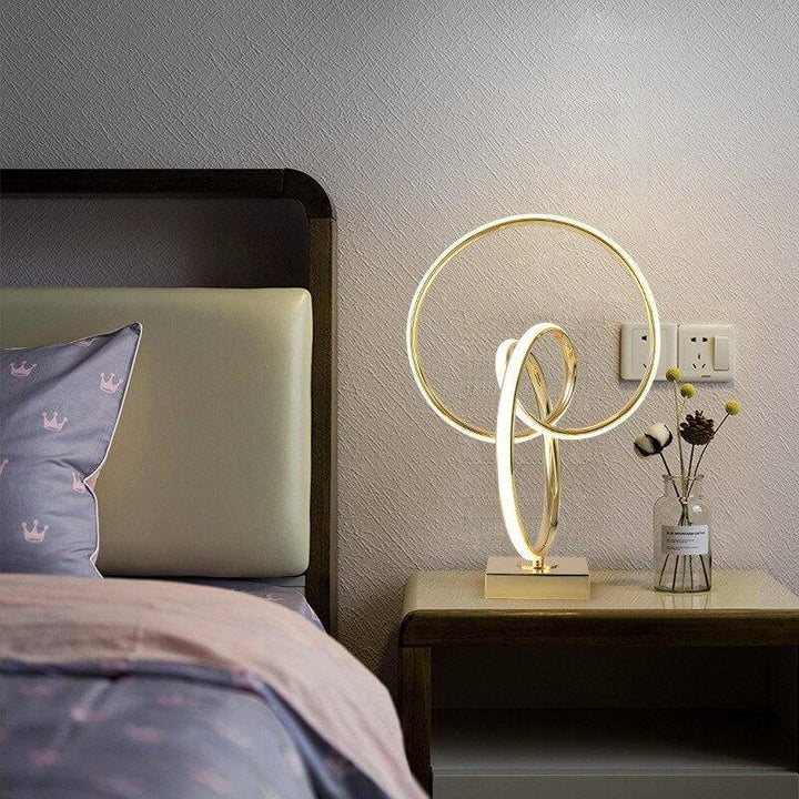 Metal Loop Table Lamp │ LED Warm Accent Glow │ Bedside Nightstand │ Gold