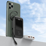 Built-in Charger Mini Power Bank | 10000mAh Capacity & Cables | Travel & Phones