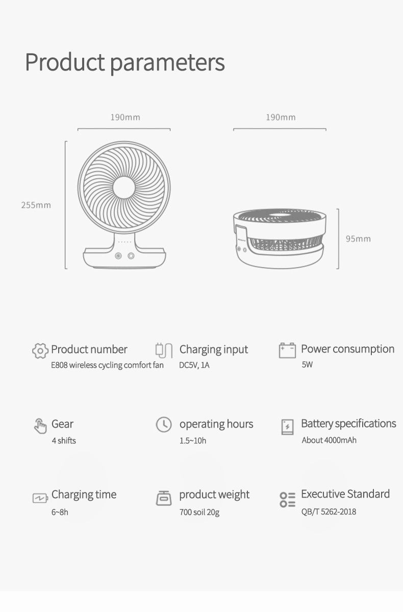 Portable Foldable Desk Fan Rechargeable Personal Air Cooling