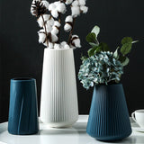 Nordic Flower Vase │ Shatterproof, Fluted Design │ Living Room & Office Decor