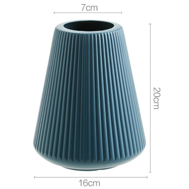 Nordic Flower Vase │ Shatterproof, Fluted Design │ Living Room & Office Decor