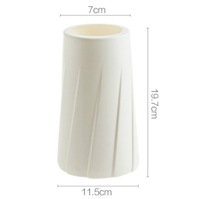Nordic Flower Vase │ Shatterproof, Fluted Design │ Living Room & Office Decor