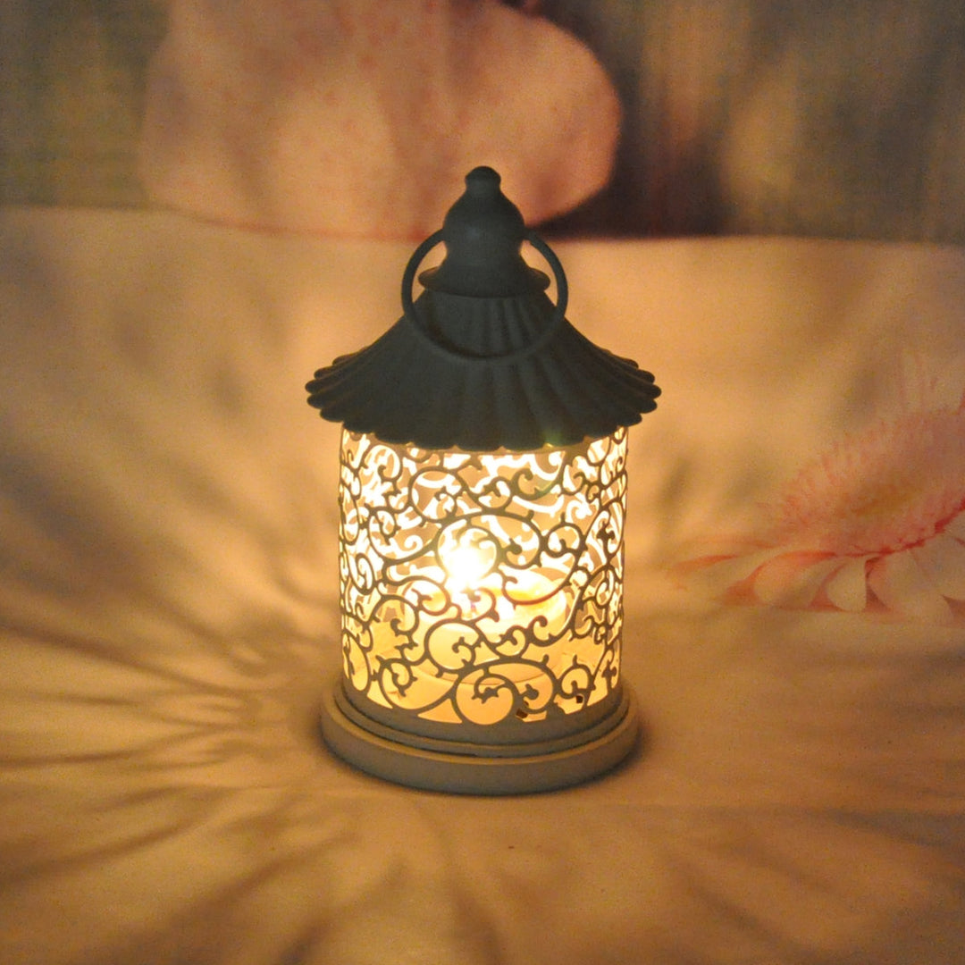 Vintage Candle Holder │ Hollow Lace Warm Glow │ Bedroom, Patio │ White