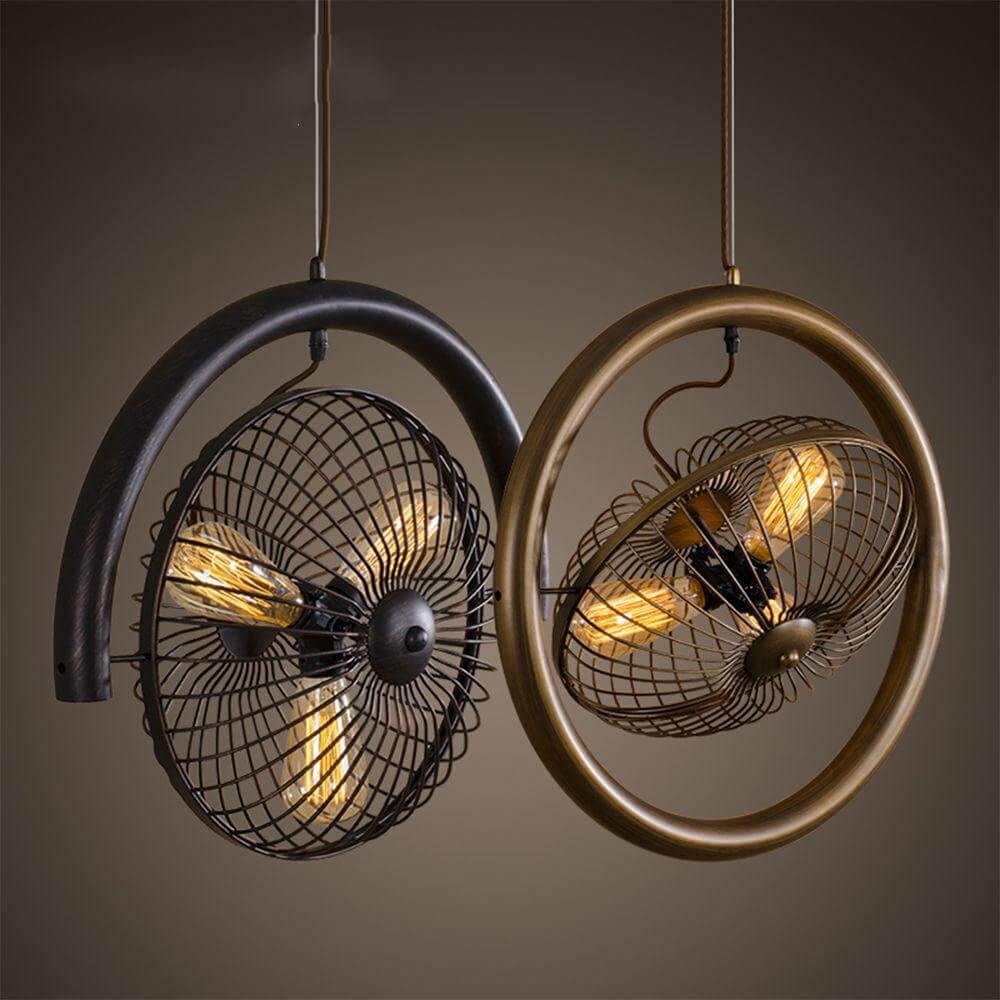 Fan Cage Hanging Lamp | Durable Iron Fixture | Kitchen & Dining