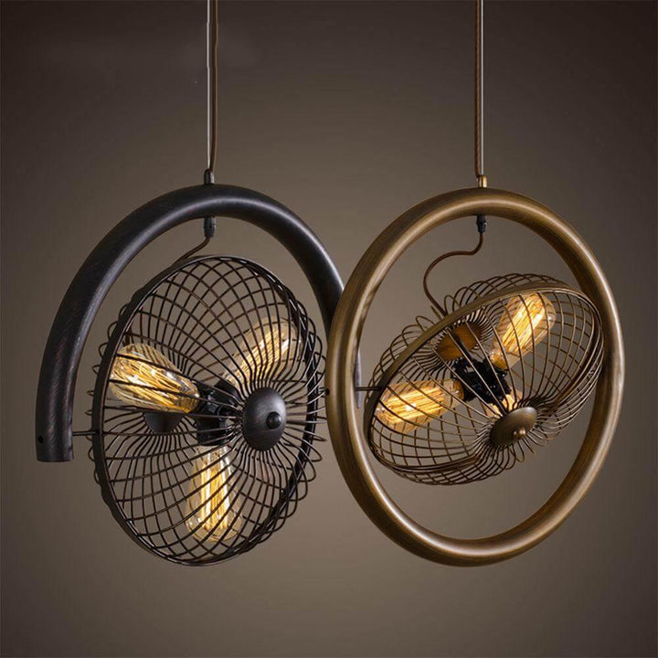 Fan Cage Hanging Lamp | Durable Iron Fixture | Kitchen & Dining