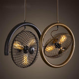 Fan Cage Hanging Lamp | Durable Iron Fixture | Kitchen & Dining