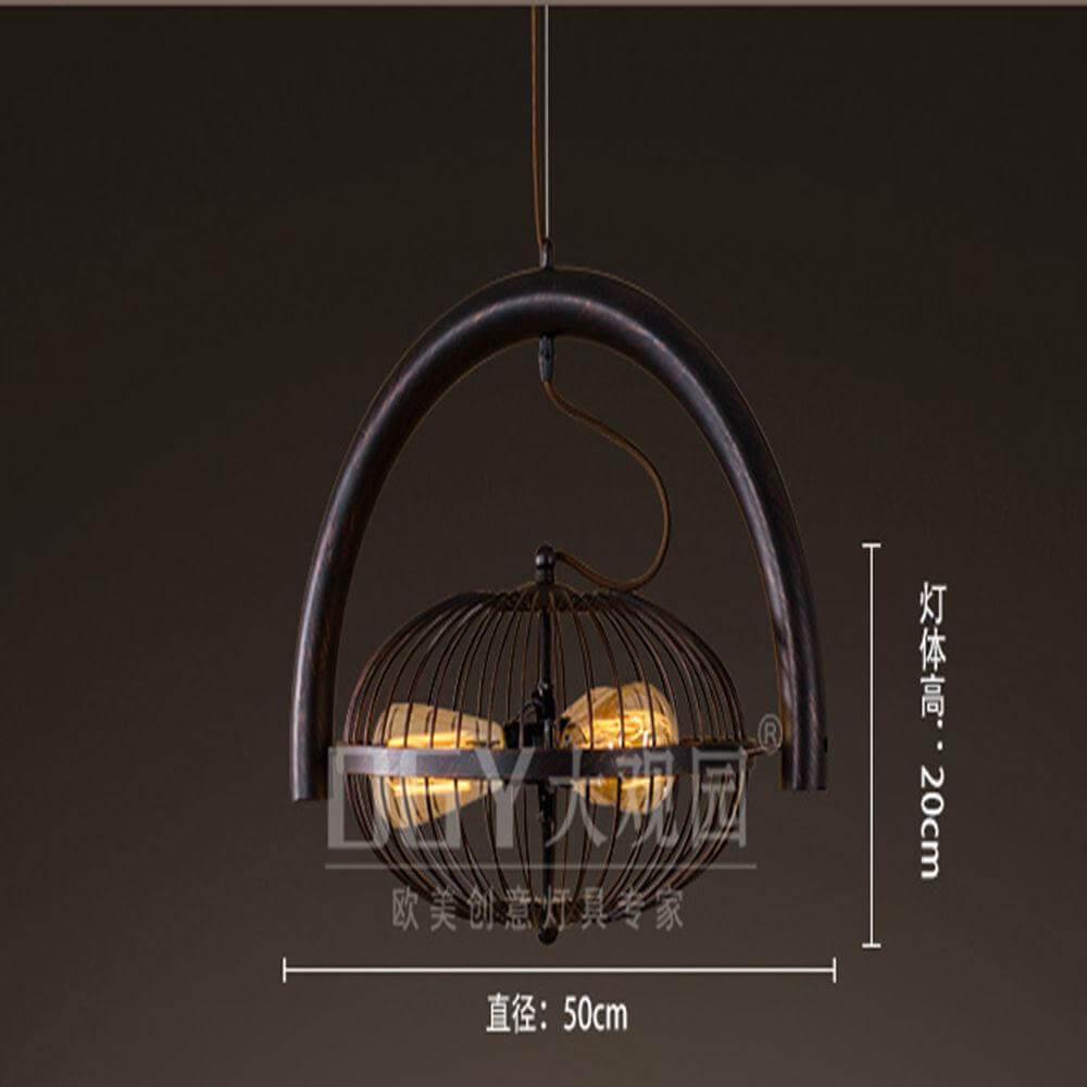 Fan Cage Hanging Lamp | Durable Iron Fixture | Kitchen & Dining