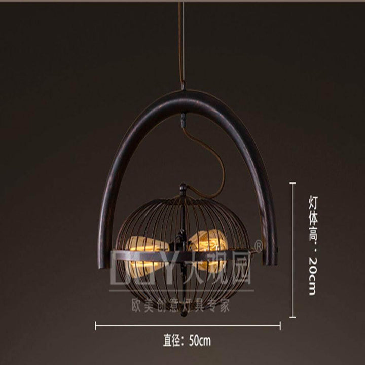 Fan Cage Hanging Lamp | Durable Iron Fixture | Kitchen & Dining