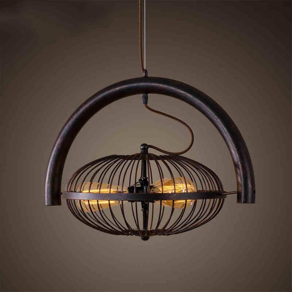 Fan Cage Hanging Lamp | Durable Iron Fixture | Kitchen & Dining
