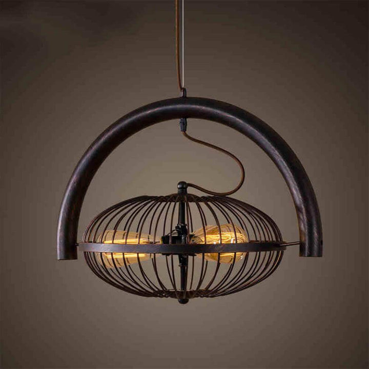 Fan Cage Hanging Lamp | Durable Iron Fixture | Kitchen & Dining