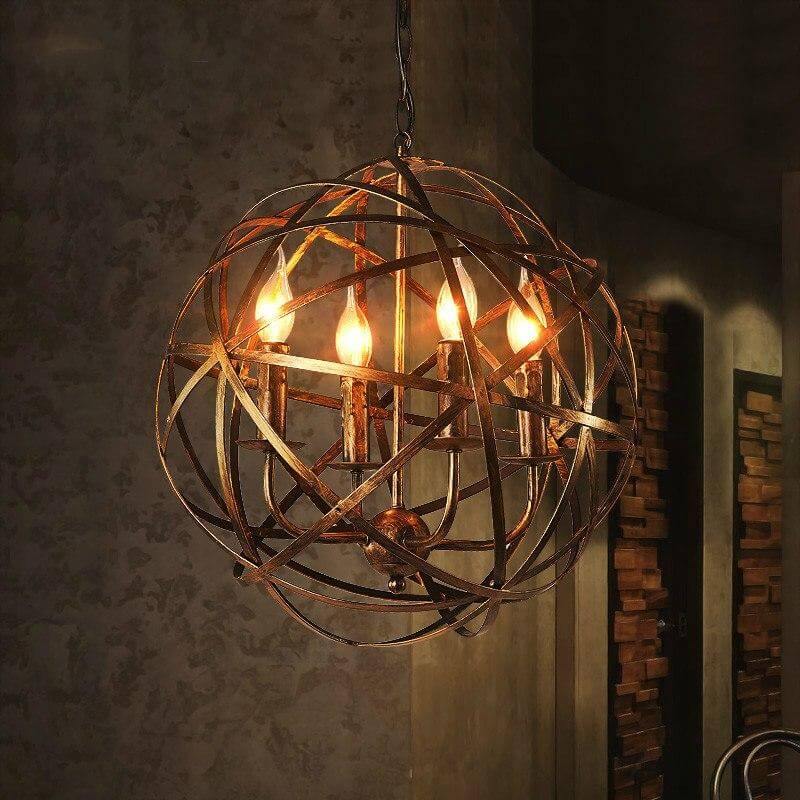 Metal Pendant Light | Rustic 4-Light Chandelier | Dining Room | Bronze