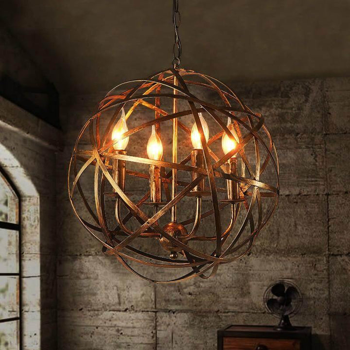 Metal Pendant Light | Rustic 4-Light Chandelier | Dining Room | Bronze
