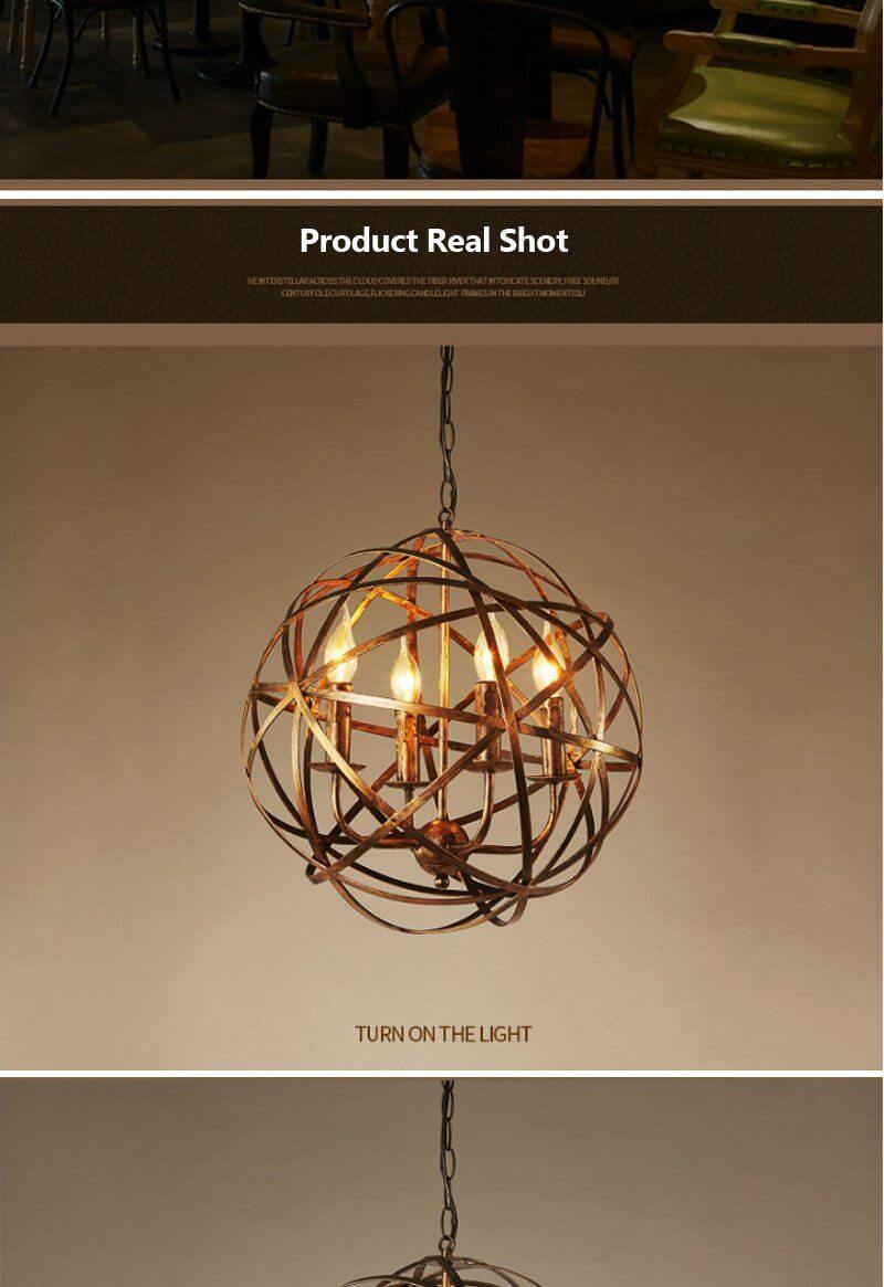 Metal Pendant Light | Rustic 4-Light Chandelier | Dining Room | Bronze