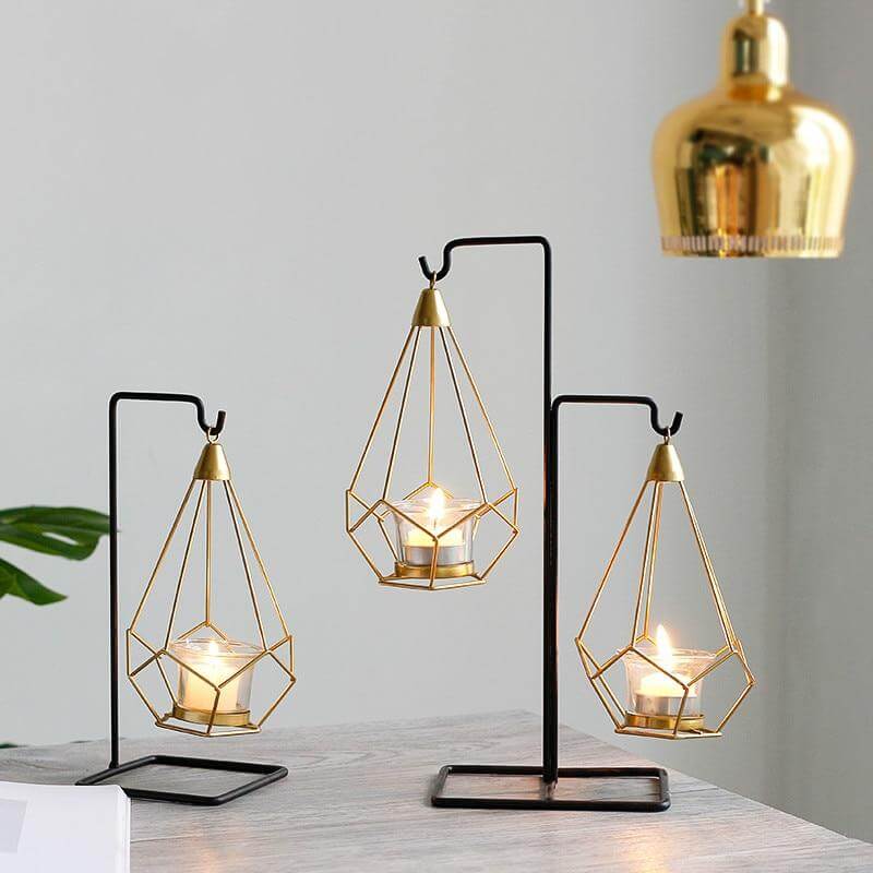 Nordic Candle Holder │ Hanging Gold Warm Glow │ Home Decor