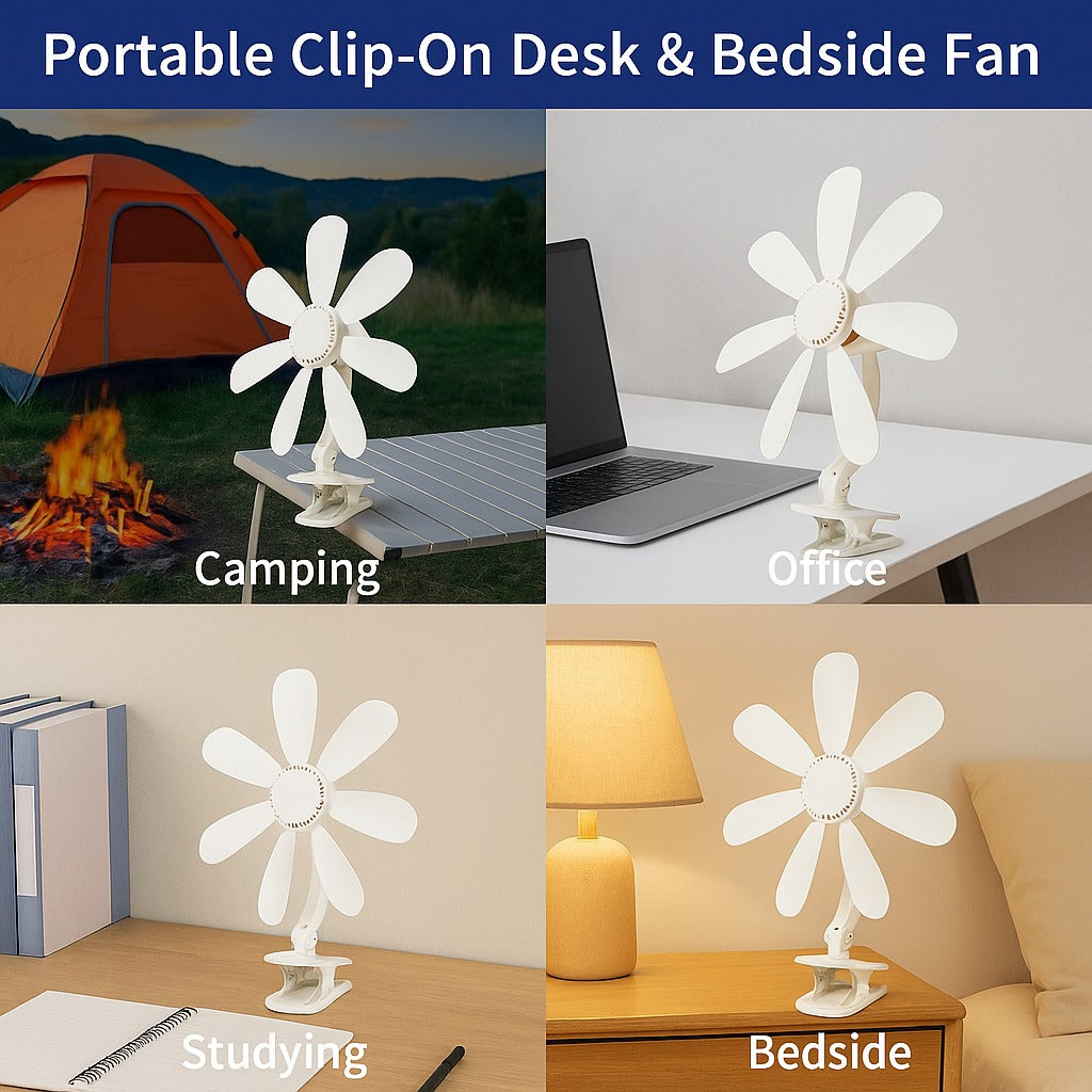 Portable Quiet Clip On Desk Fan Ultra Silent Bedside Table Fan