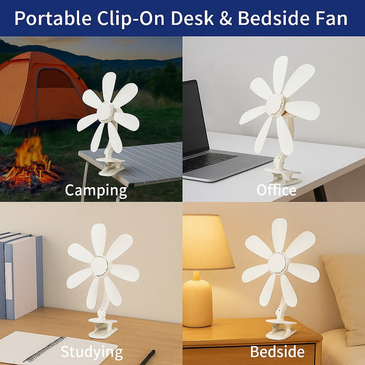 Portable Quiet Clip On Desk Fan Ultra Silent Bedside Table Fan