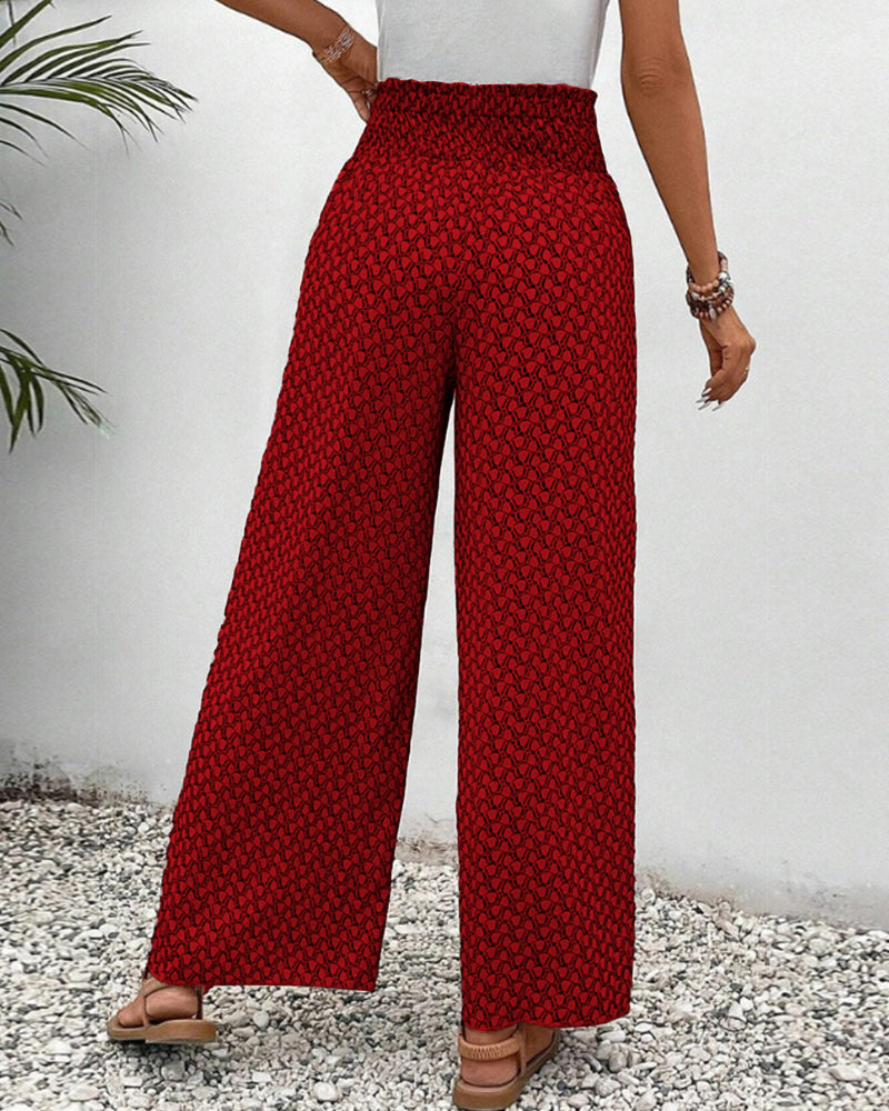 Covernorth Women's Printed Split-Front Wide-Leg Trousers