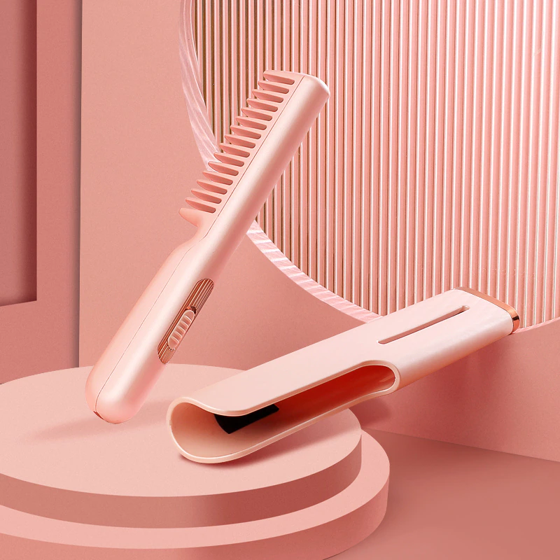 Mini Hair Straightener Brush | Fast Heating Ceramic Styling | Daily Hair Care & Travel